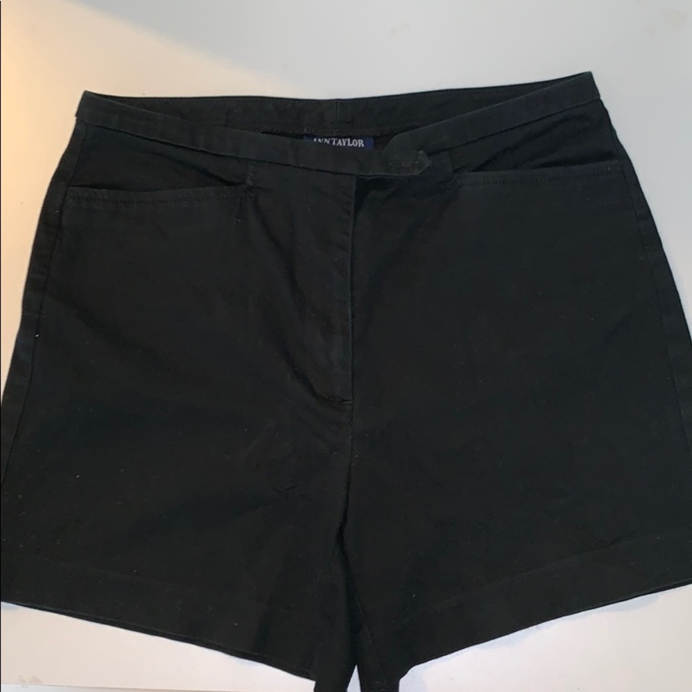 super high waisted black ann taylor shorts